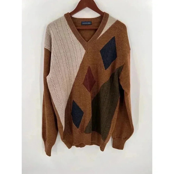 VINTAGE Lou Graham Refined V Neck Geometric Sweater Measures Size LARGE EUC - Picture 5 of 9